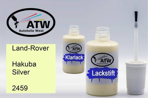 Land-Rover, Hakuba Silver, 2459: 20ml Lackstift + 20ml Klarlack - Set, von ATW Autoteile West.